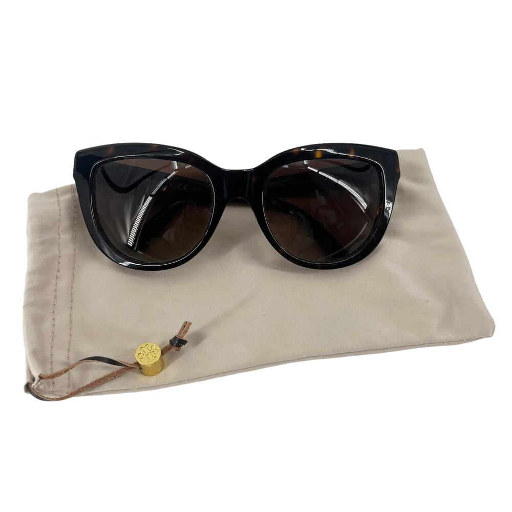 TORY BURCH TY7088 Cat Eye Sunglasses Black Brown Tortoiseshell 54 20 135 NEW